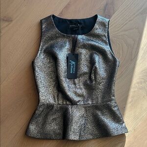 Guess Shimmering Silver Peplum Blouse